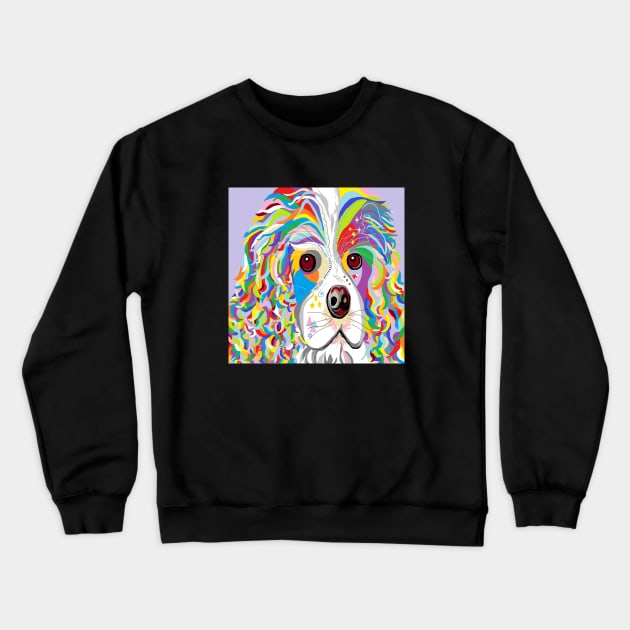 Colorful Cavalier King Crewneck Sweatshirt by EloiseART